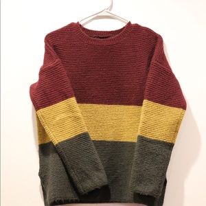 Red, Yellow, Green Colorblock Sweater